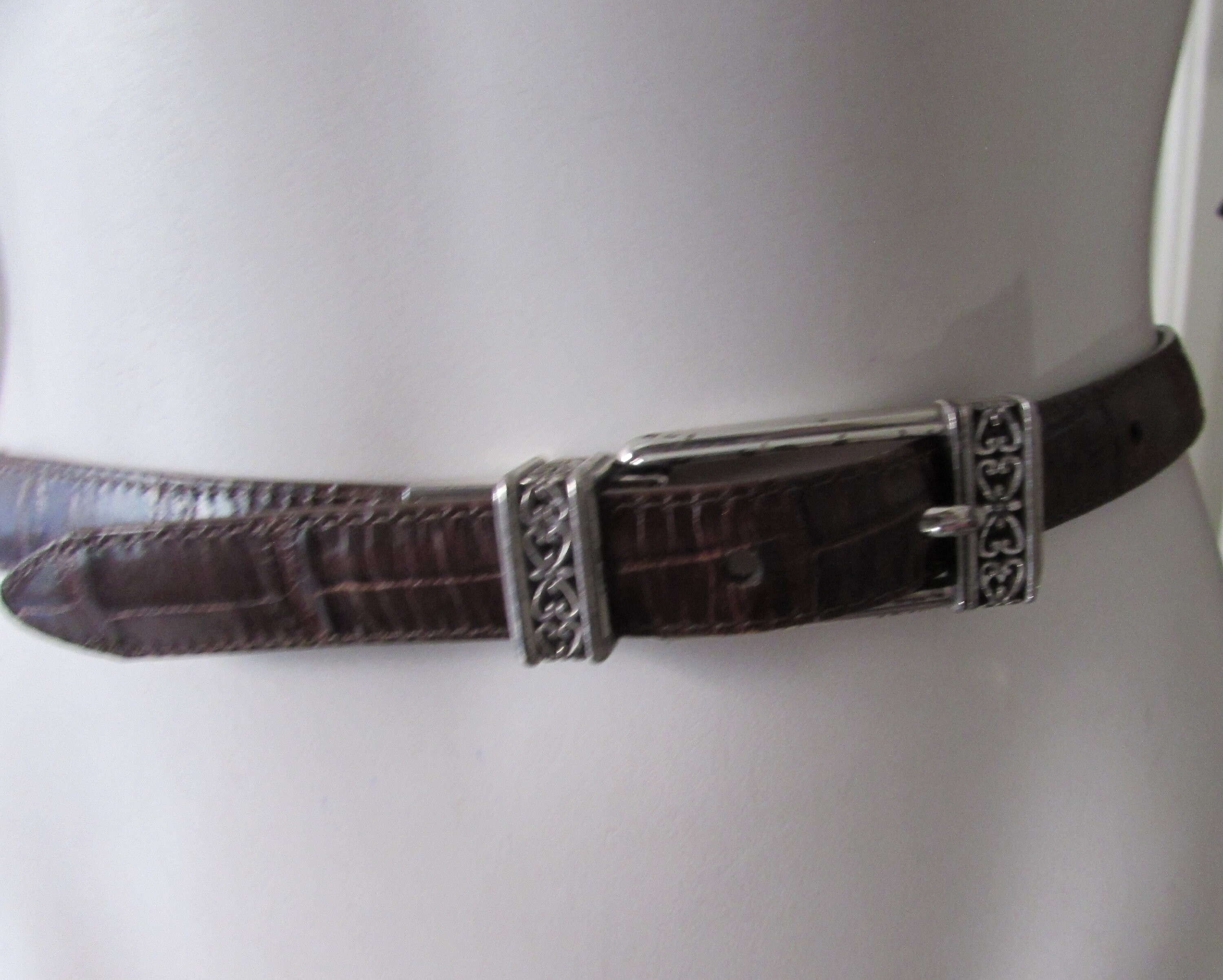BRIGHTON Black & Brown Leather Reversible Silver Buckle Belt, Medium. Really Tough Reversible Belt - Brighton main image 2