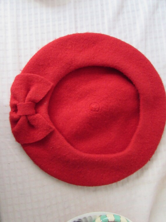 VINTAGE BERET TAM khaki lined hipster fashion unisex style hat