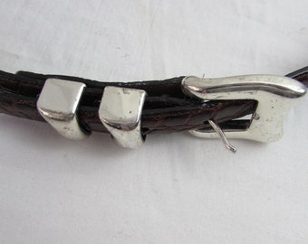 Leather Belt/ Brown/ Silver detail made in SPAIN