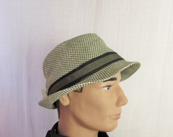 FEDORA Porkpie  new old stock hounds tooth 1950s style HipHop retro style man woman made by PISTIL