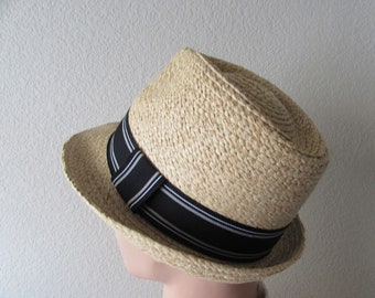 Henschel Hat  Light Raffia Fedora Straw Hat Summer, Sun Rocker Beach