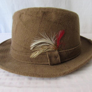 HAT Wool FEDORA Mid Century Brown made in USA Adam New York