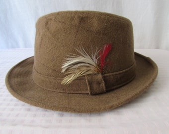HAT Wool FEDORA Mid Century Brown made in USA Adam New York