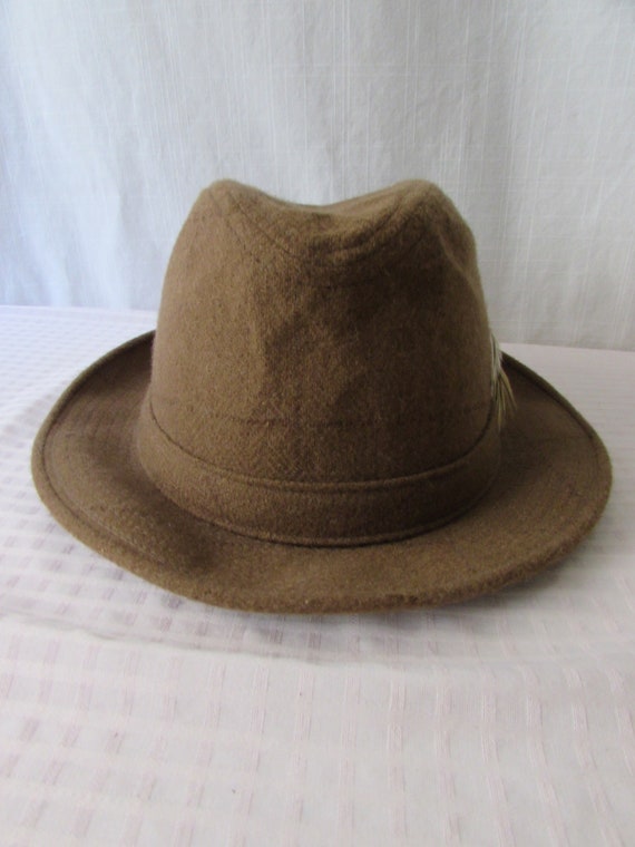HAT Wool FEDORA Mid Century Brown made in USA Ada… - image 10