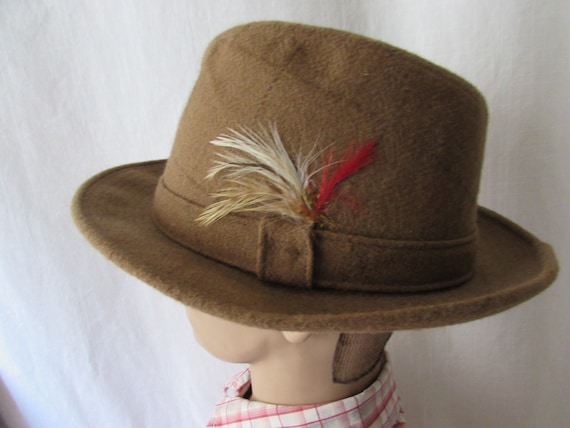 HAT Wool FEDORA Mid Century Brown made in USA Ada… - image 2
