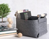 Storage Basket  - Felt Storage Bin - Magazine Holder