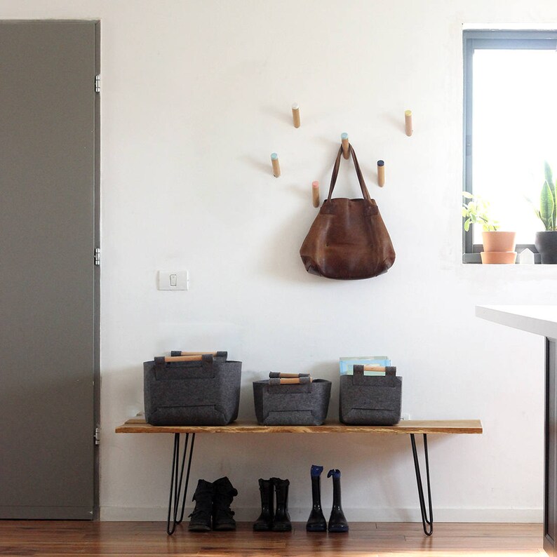 Wall Hooks Set of Five Modern Entryway Wall Hooks Coat Etsy