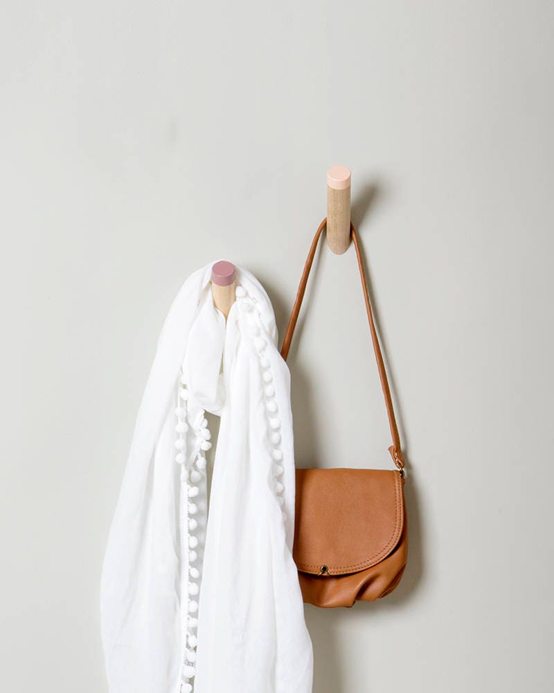 Crochet de Manteau Peach Entryway, Crochet Mural Moderne, Pastel Trempé Wh-02 X