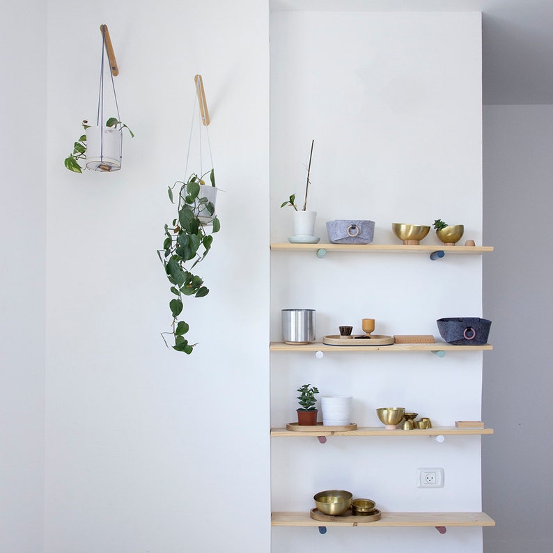 Plant Hanger Wood Hanging Planter Modern Macrame Plant image 8