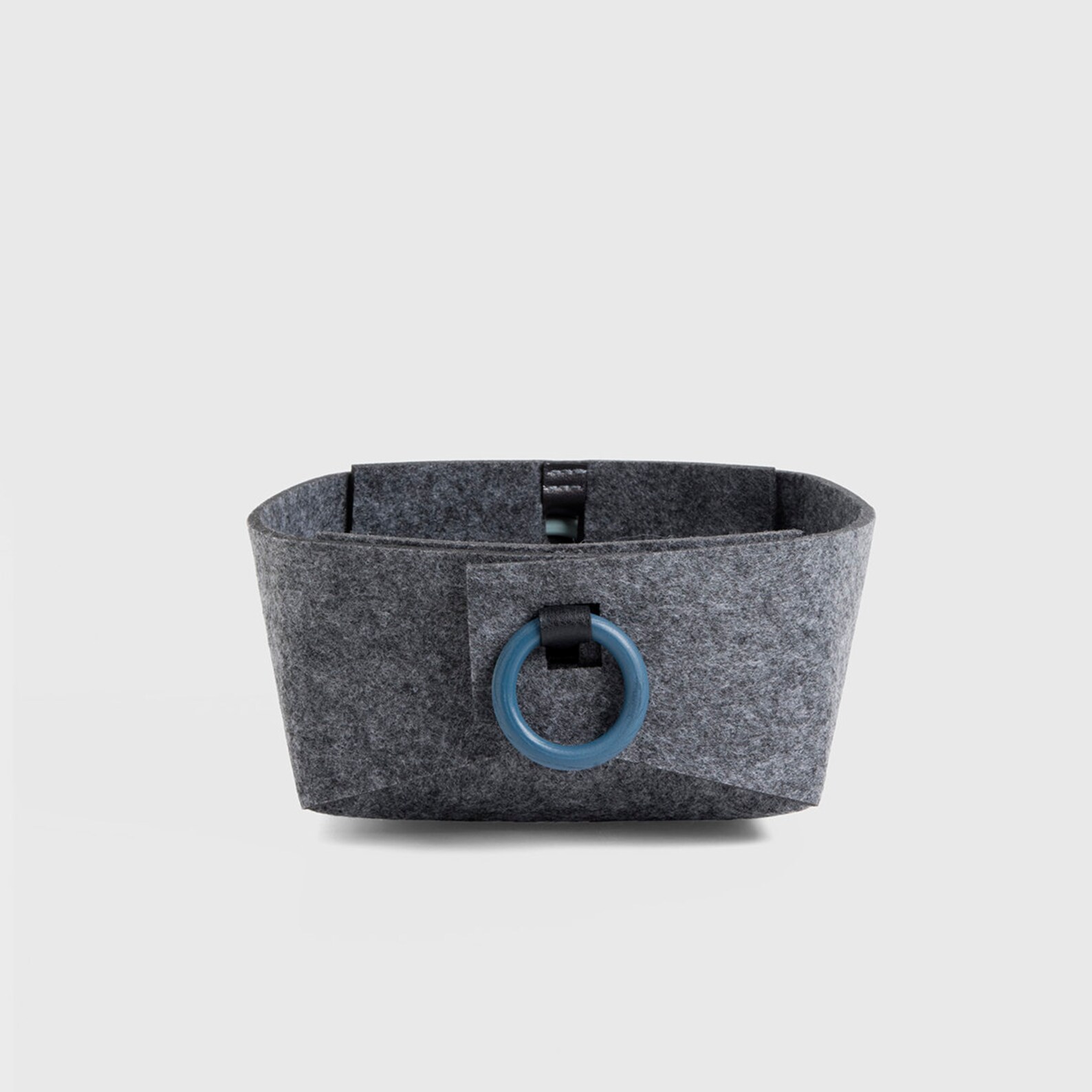 Small felt basket with navy handles and leather desk Etsy