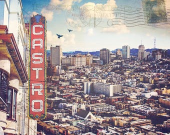 San Francisco Castro Theatre Art Print: Urban Photo Collage