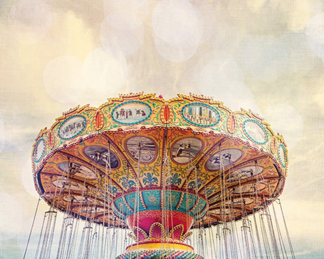 Santa Cruz Wall Art, Sea Swings Carnival Print, California Beach