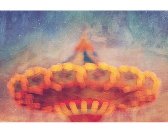 Santa Cruz Beach Boardwalk Art Print – Abstract Carnival Ride Bokeh Lights – Retro Coastal Photography