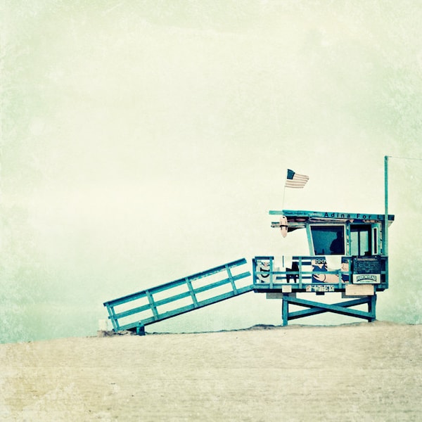 Lifeguard Tower Beach Print: Los Angeles California Seaside Photography