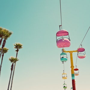 Santa Cruz Boardwalk Photograph: Retro Pastel Sky Glider Beach Art