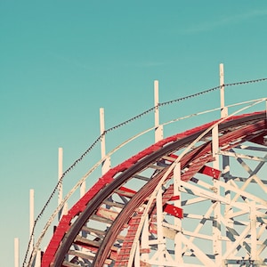 Santa Cruz Boardwalk Roller Coaster Print: Retro Beach Photography