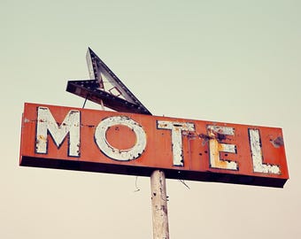 Route 66 Vintage Neon Motel Sign Photography Print: Albuquerque, New Mexico