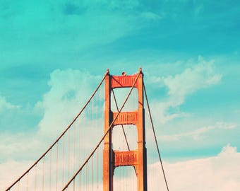 Retro Golden Gate Bridge Print: San Francisco California Landmark Wall Art