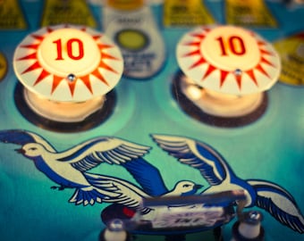 Retro Pinball Arcade Print: Number 10, Fun Game Room Wall Art