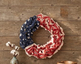 Patriotic Memorial Day Wreath, July 4th Door Decor, Red White Blue Bow Wreath, Independence Day Front Door Hanger, USA Holiday Decor