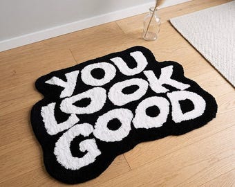 Tappeto con lettere irregolari, morbido tappetino effetto cashmere, tappeto antiscivolo per camera da letto, tappeto moderno per l'arredamento di casa, tappetino per sedia.