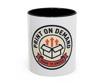 Print On Demand Badge Accent Coffee Mug (11oz, 15oz) | Made to Order