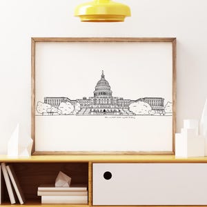 Art Print // U.S. Capitol Building // 5x7, 8x10, or 11x14 Ink Drawing // Washington, DC