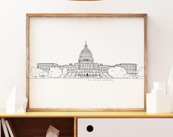 Art Print // U.S. Capitol Building // 5x7, 8x10, or 11x14 Ink Drawing // Washington, DC