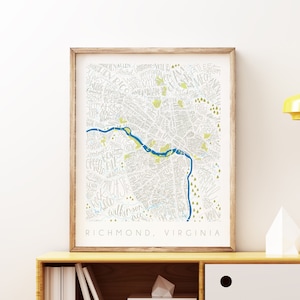 Kunstdruck // Stadtplan von Richmond, Virginia, White // 8x10 or 11x14 Print