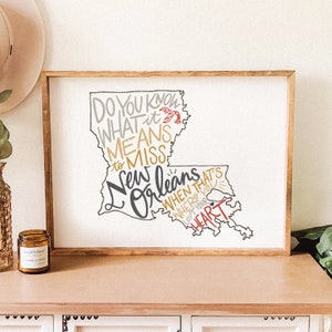 Druckbare Kunst // New Orleans // Louisiana State Map // Sofortiger digitaler Download (kein physischer Druck per Post) // Home Decor Wall Art
