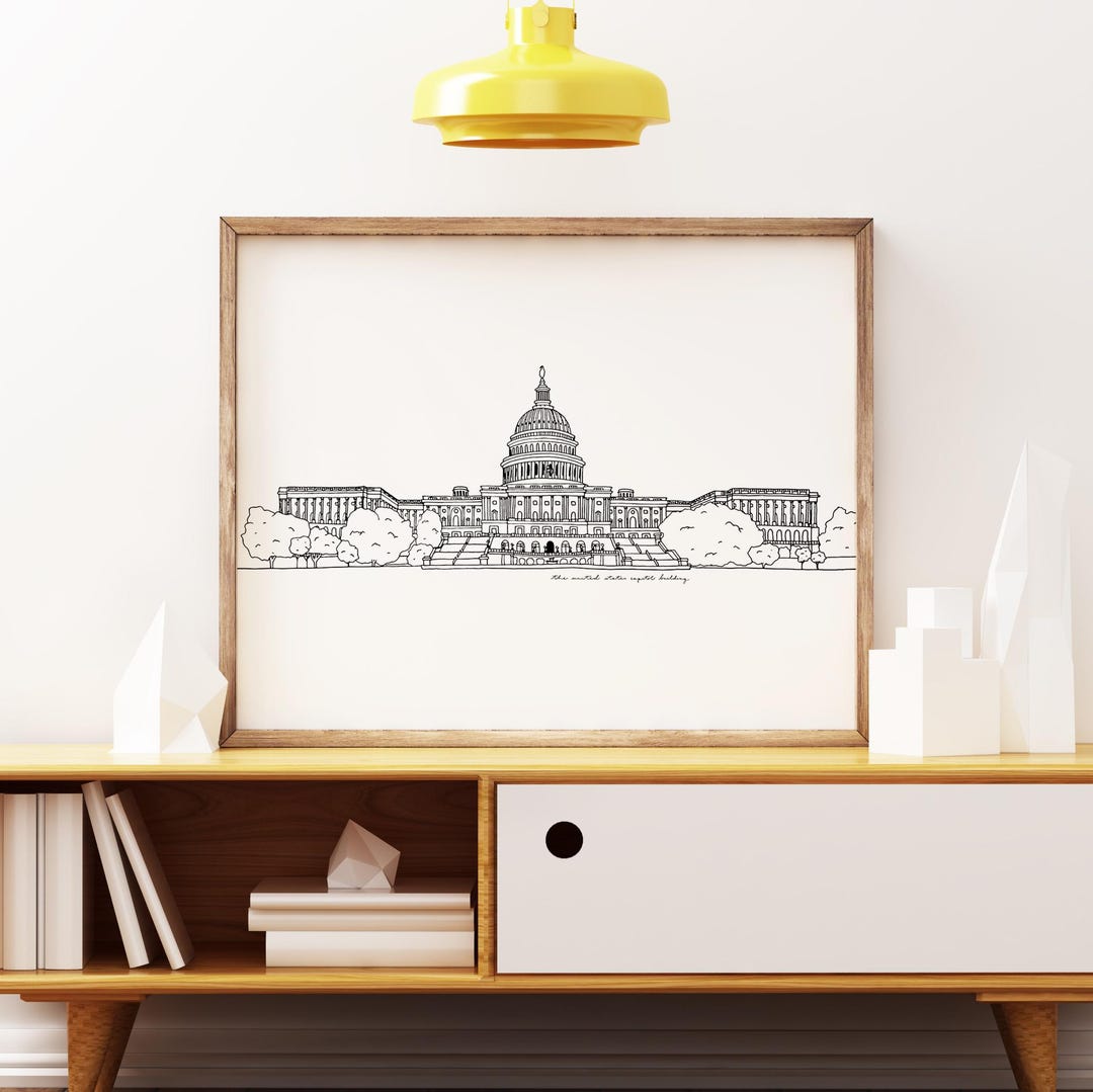 Poster // US Capitol Building // Line Drawing // Multiple Sizes ...