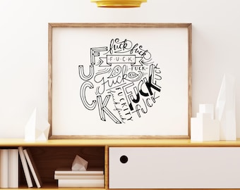 Art Print // Cluster F*ck // 5x7 or 8x10 Hand Lettered Profanity