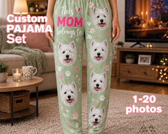 Custom Westie Photo Pajama Pants & Set – Personalized Westie Dog Mom Jammies