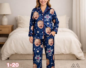 Personalized Pajamas For New Mom Using Babies Photos - Custom Pajama Set for Mother