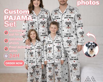 Schnauzer Familie personalisierte Foto Pyjamas - Hunde Foto benutzerdefinierte Pyjama Set