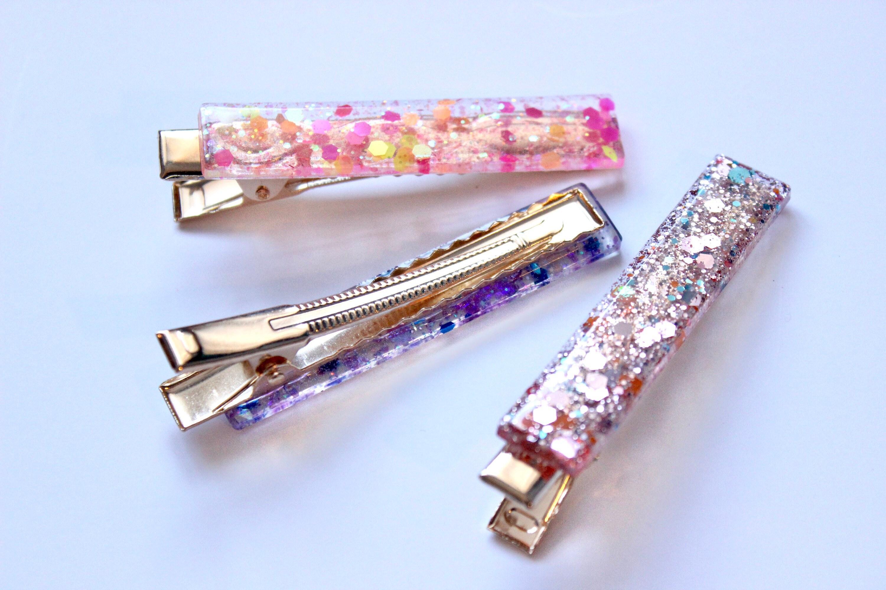 Glitter Hair Clips Resin Hair Clip Glitter Barrette Gold Etsy