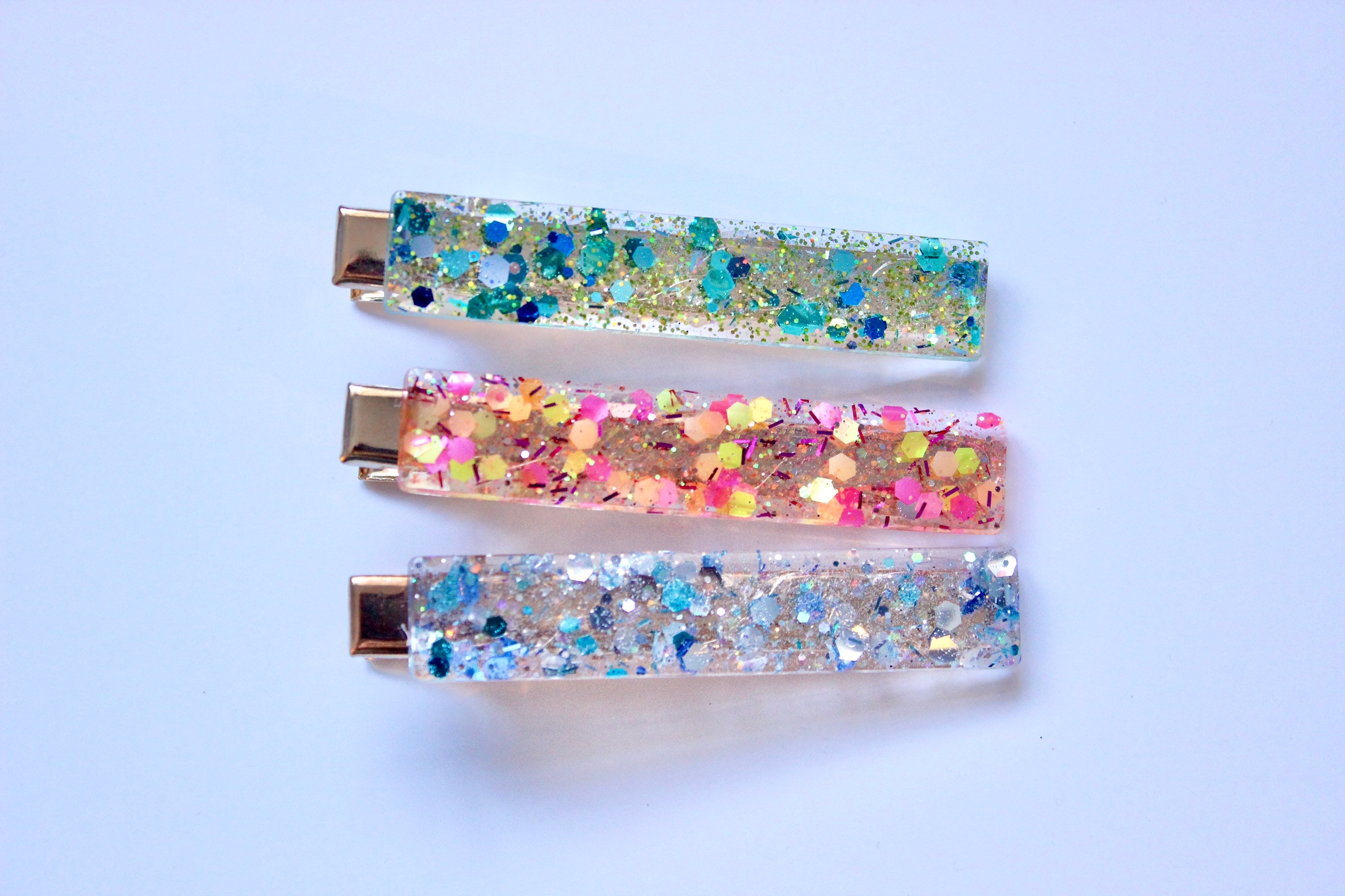 Glitter Hair Clips Resin Hair Clip Glitter Barrette Gold Etsy