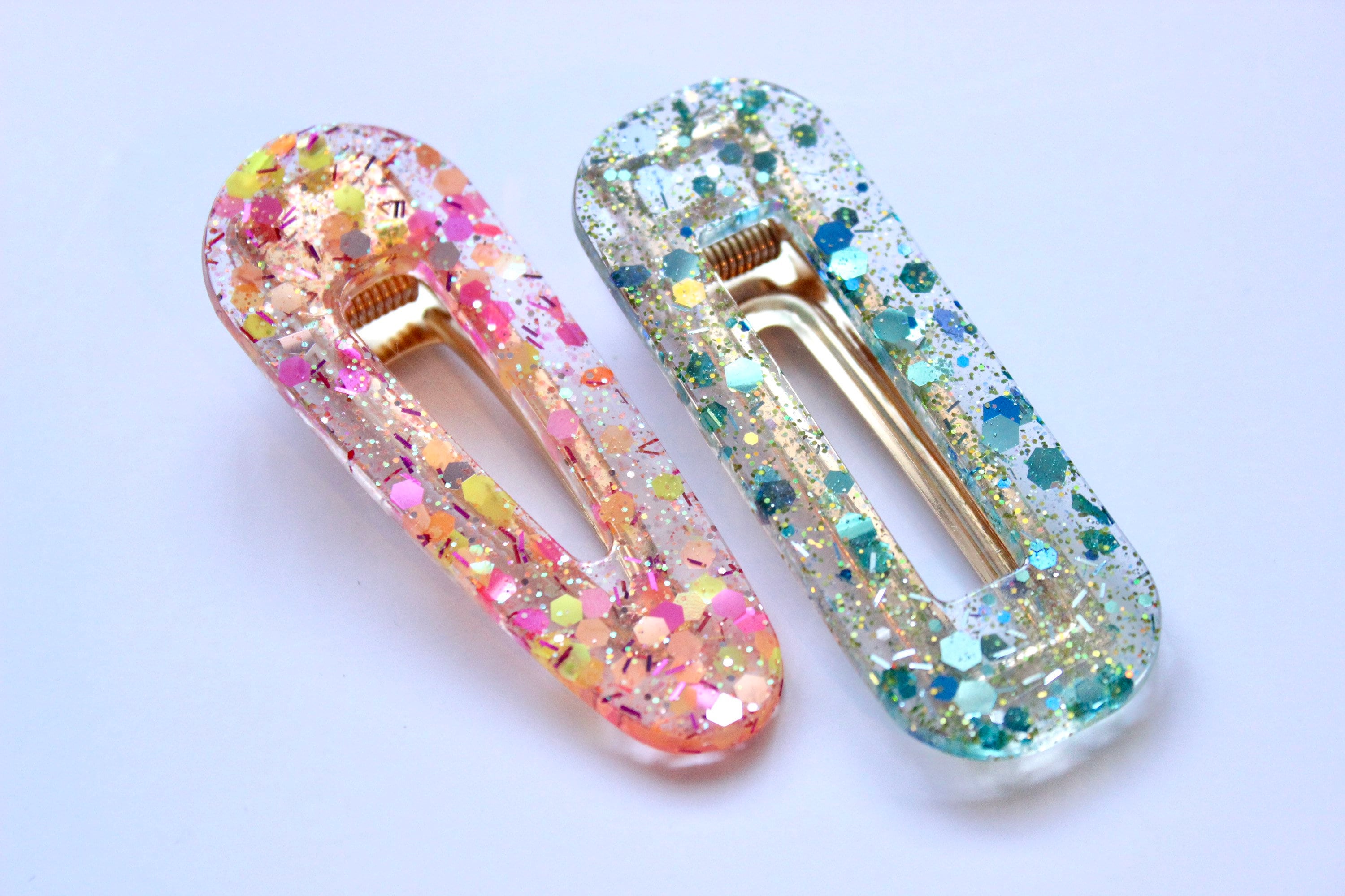 Glitter Hair Clips Resin Hair Clip Glitter Barrette Gold Etsy