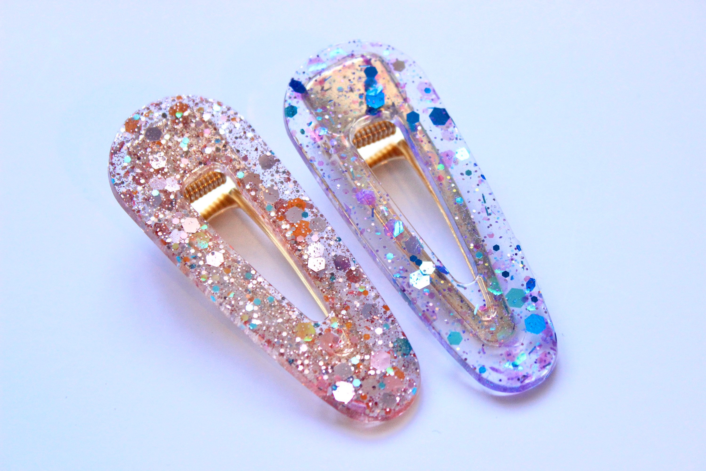 Glitter Hair Clips Resin Hair Clip Glitter Barrette Gold Etsy