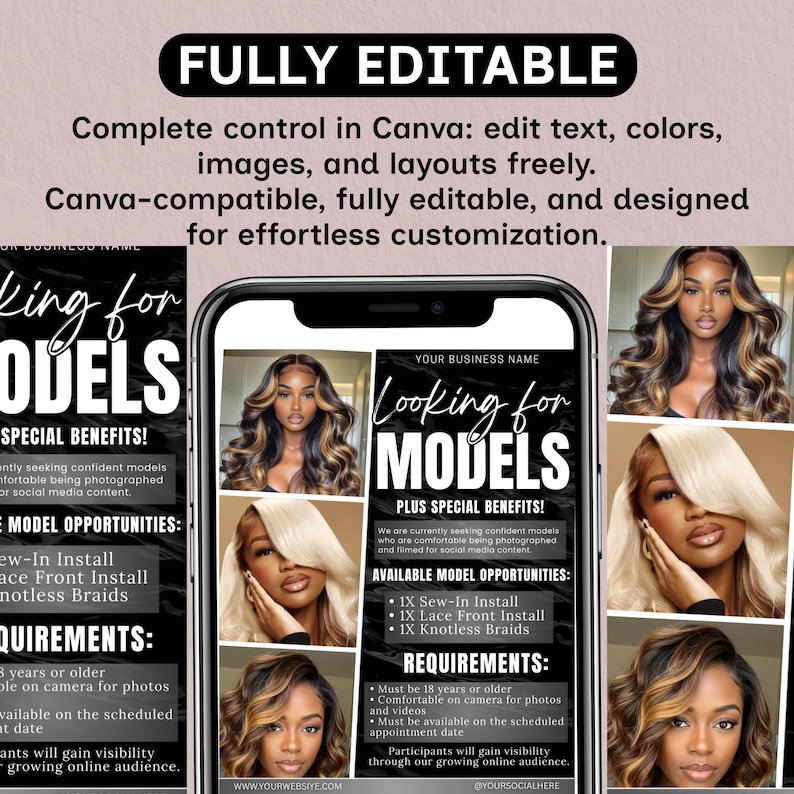 Looking for Models Flyer Template, Editable Model Call Poster, Instant ...