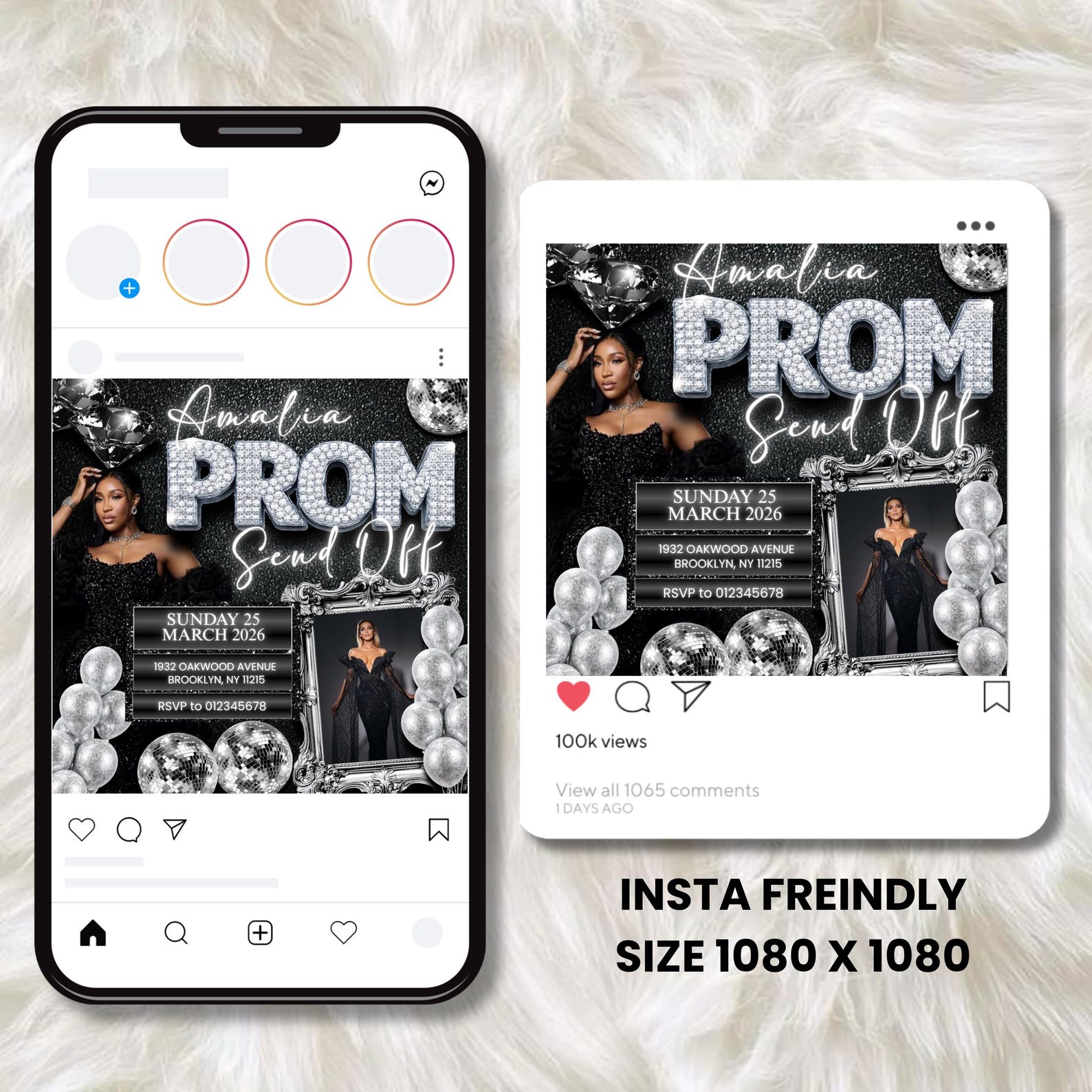 Editable Prom Send off Flyer Template, Black Gold Luxury Invite, DIY ...