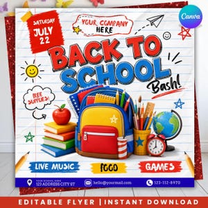Back to School Giveaway Flyer Template | Editable Canva Social Media Post | School Supply Promotion Flyer | Instant Digital Download