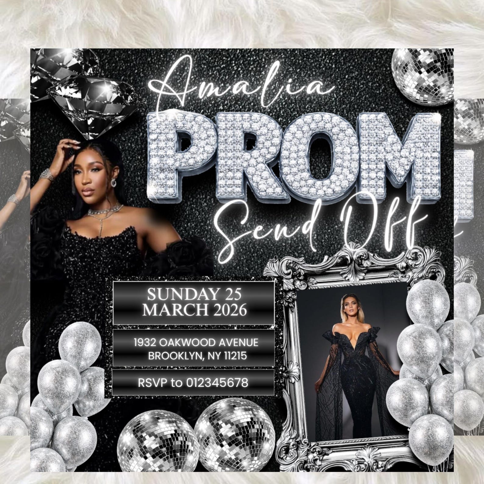 Editable Prom Send off Flyer Template, Black Gold Luxury Invite, DIY ...