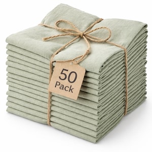 Salviagröna bomullsservetter, rustik tygdekoration för bröllopsbord för mottagningar, middagar och heminredning