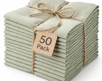 Sage grüne Baumwoll-Servietten, rustikale Stoff Hochzeit Tischdeko für Empfänge, Abendessen und Wohnkultur