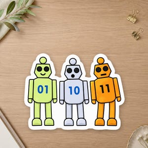 Binary Code Robot Vinyl Decal, Witty Programming Geek Computer Science Nerd Present For Coder Notebook Tumbler, Ships Free