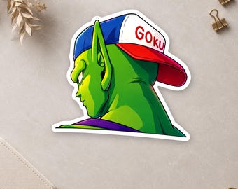 Green Alien Martial Artist Sticker Anime Inspired Fighter Hat Gift For Manga Fan Laptop Water Bottle Journal Free Shipping