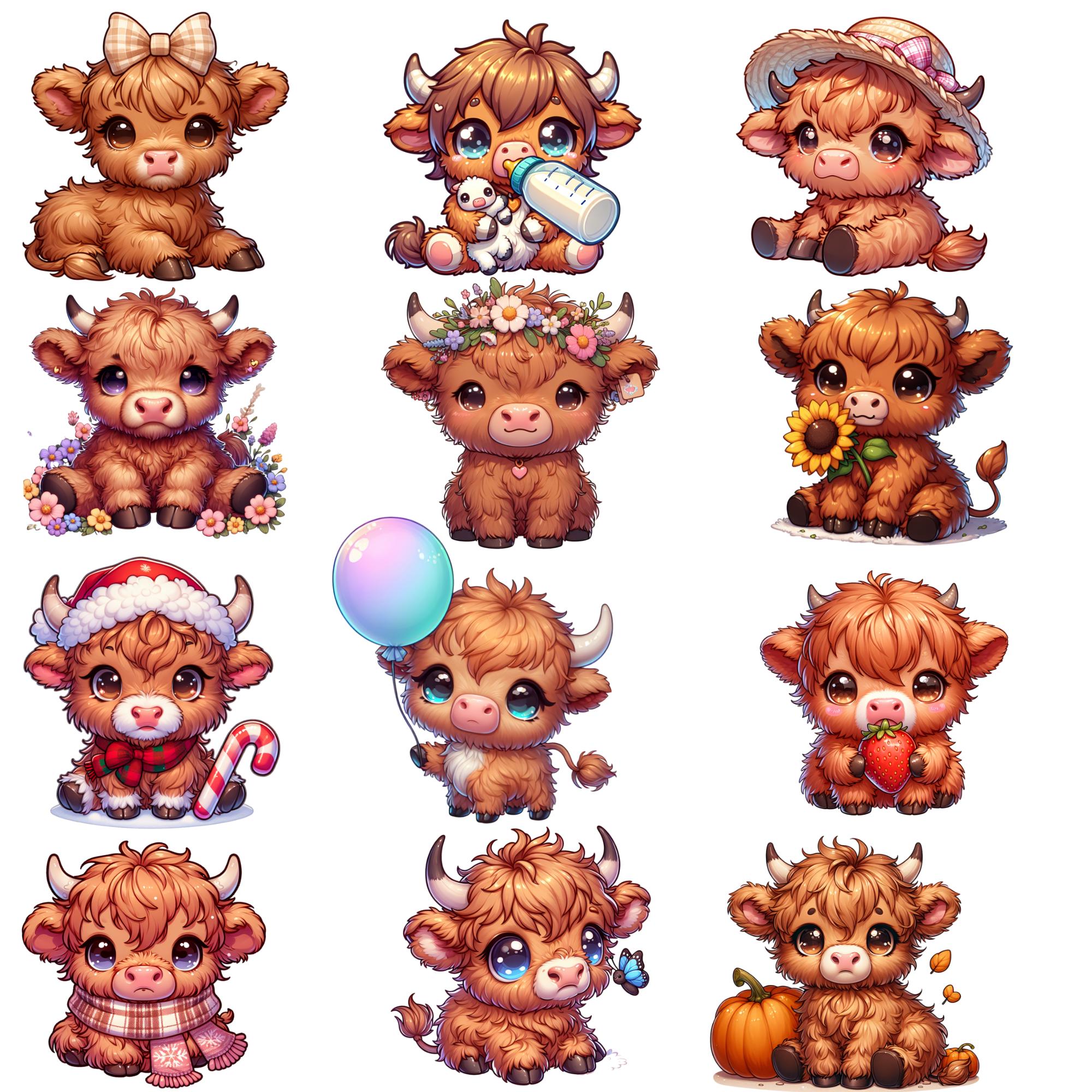 Baby Highland Cow Clipart PNG – Rustic Farm Animal Digital Download ...