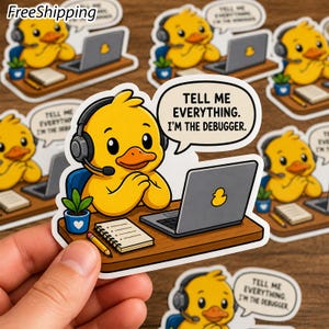 Funny Duck Sticker, Tech Support Meme, Customer Service Debugger, Office Humor Work Stress Laptop Decal Coworker Gift, Free Shipping