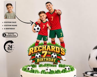 Personalisierter Cristiano Ronaldo Tortenaufsatz, CR7 Partydeko, Fußball-Geburtstagstortendekoration zum Ausdrucken (Digitaler Download)